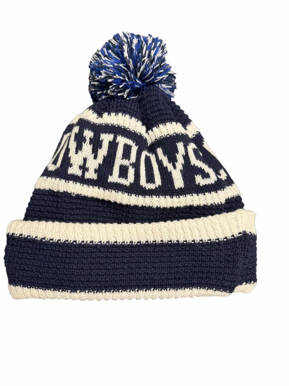 NFL New Era Dallas Cowboys Knit Pom Beanie in Navy and Cream